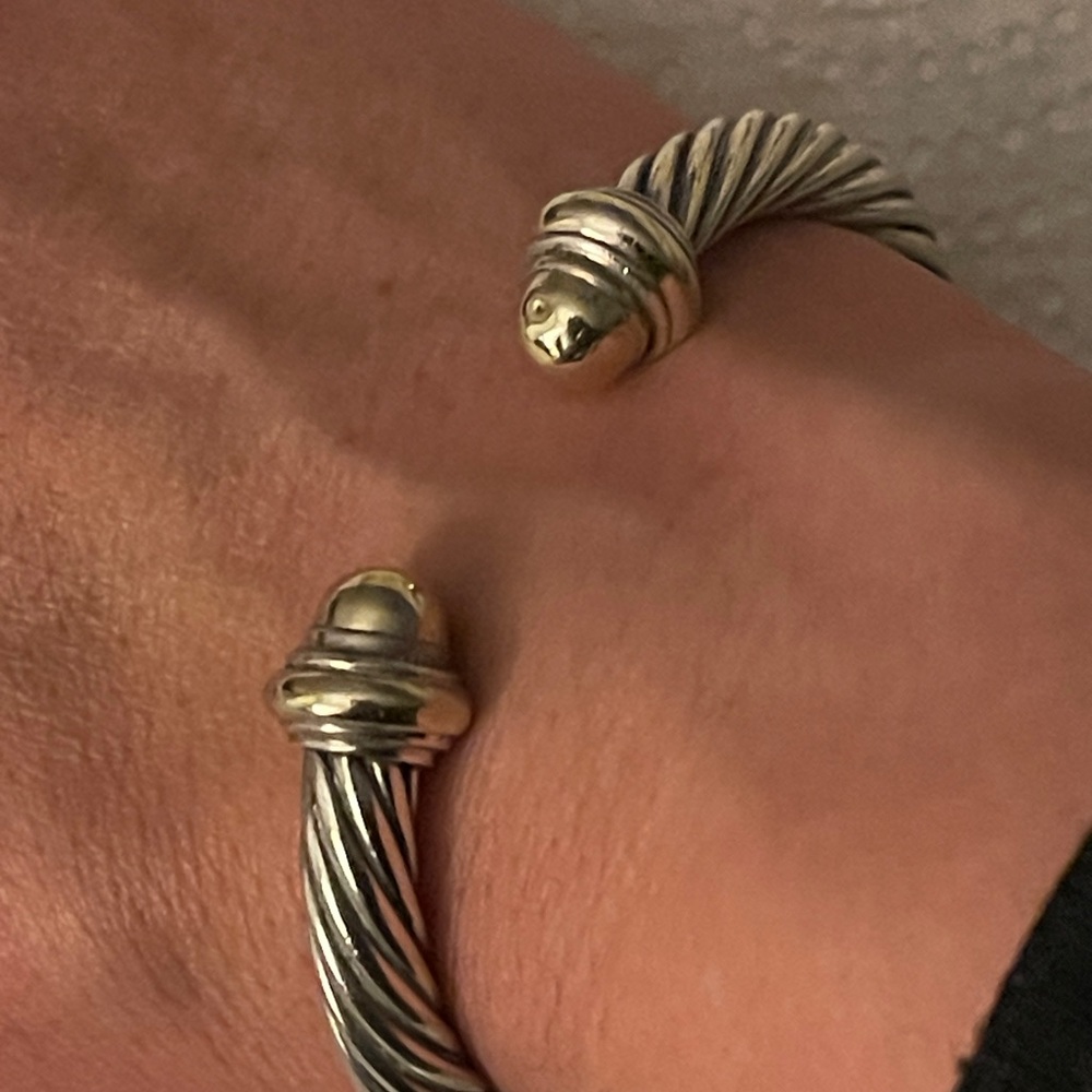 David Yurman Silver and Gold Cable Cuff - Picture 10 of 10